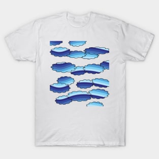 Blue wavy clouds - relaxing fun design T-Shirt
